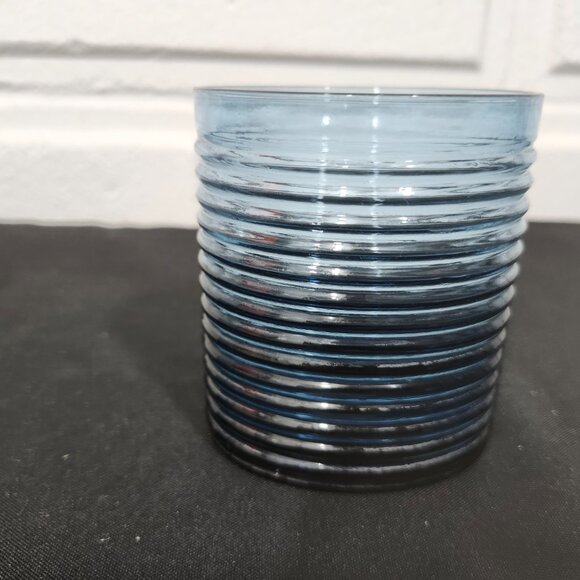 Vintage Set of 6 The Cellar Blue Ribbed Drinking Glasses - Picture 9 of 10